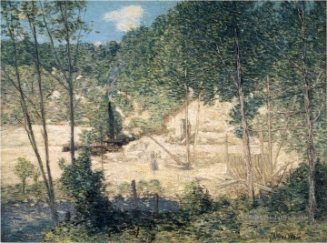  impressionniste - La construction du barrage Impressionniste paysage Julian Alden Weir